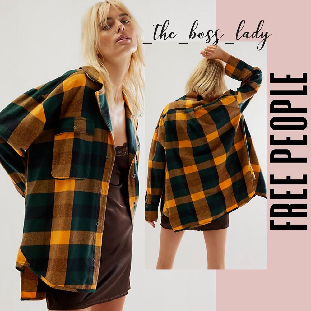 Free People shirt  button down plaid cotton flannel